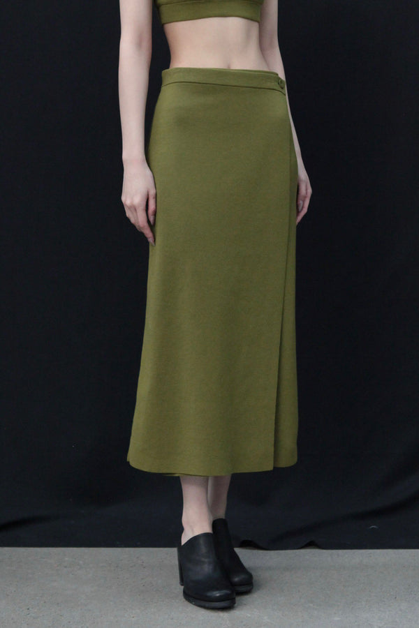 SWAYING 24 Autumn and Winter Wrap-around Wool A-line Skirt SW-SW24AW3B09-LV Green SW24AW3B09 SW24AW3B08